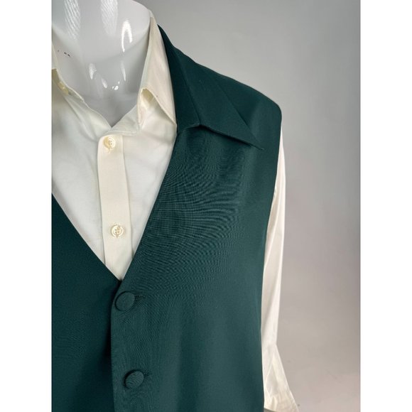 Giorgio B Tunic Vest With Collar Size 48 Green Polyester Fabric Covered Buttons - Picture 14 of 16